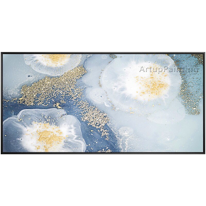 Pintura al &oacute;leo de flores abstractas, acr&iacute;licas pintadas a mano sobre lienzo, im&aacute;genes art&iacute;sticas de pared horizontales y rectangulares para decoraci&oacute;n del hogar y sala de estar