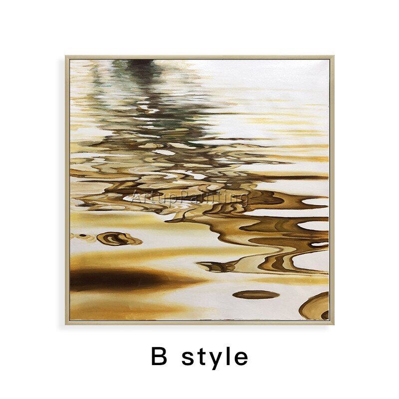 Abatract-pintura en lienzo para decoraci&oacute;n de caudros, pintura al &oacute;leo acr&iacute;lica dorada, arte abstracto moderno para pared, im&aacute;genes para sala de estar 15