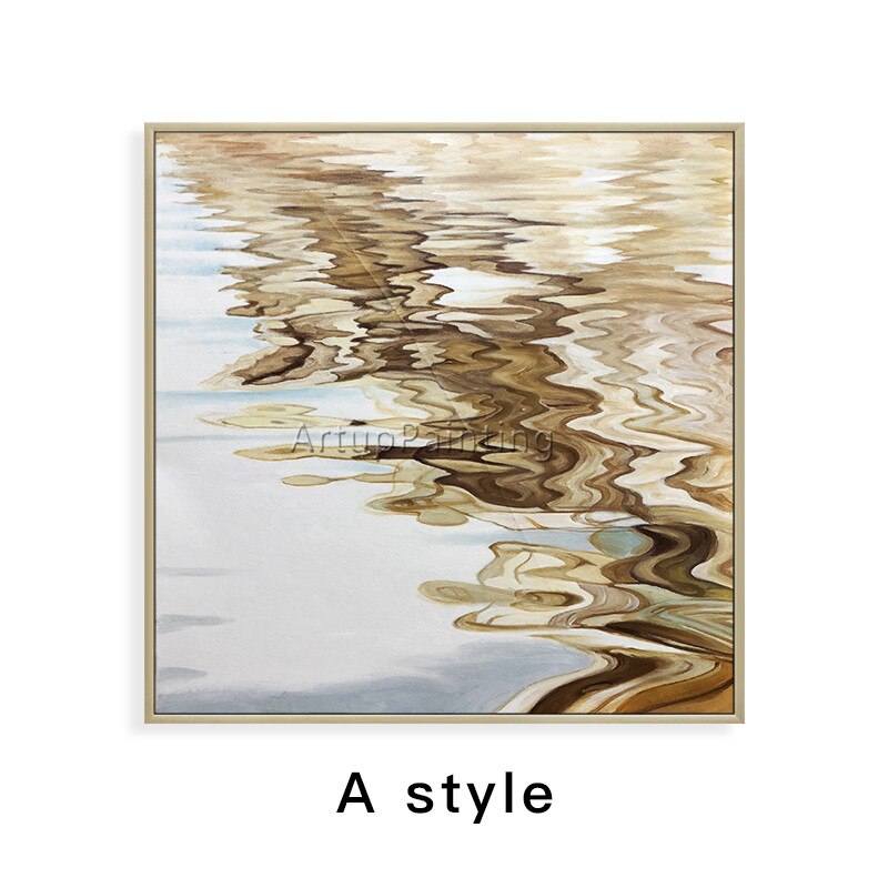 Abatract-pintura en lienzo para decoraci&oacute;n de caudros, pintura al &oacute;leo acr&iacute;lica dorada, arte abstracto moderno para pared, im&aacute;genes para sala de estar 15