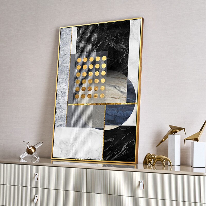Pintura al &oacute;leo sobre lienzo geom&eacute;trica pintada a mano, cuadro de pared para sala de estar, dormitorio, decoraci&oacute;n art&iacute;stica para el hogar