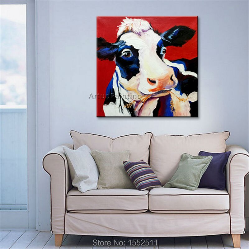 Pintura abstracta moderna de pared pintada a mano en el lienzo, cuchillo, pegatinas de pared, sala de estar, pintura al &oacute;leo de animales
