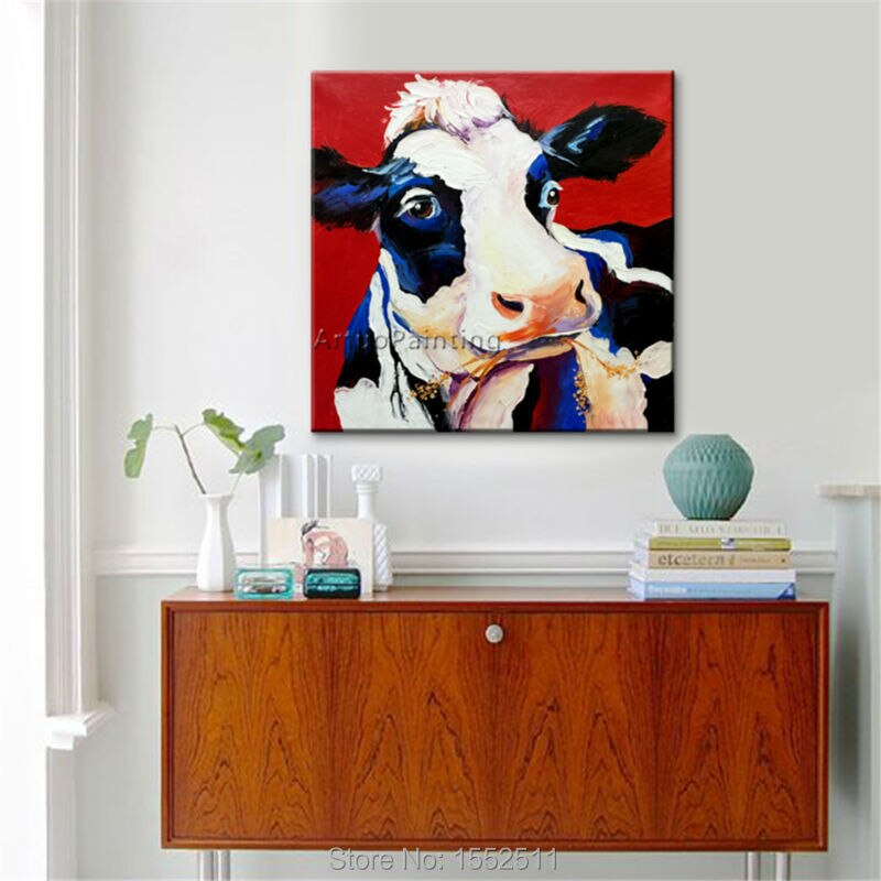 Pintura abstracta moderna de pared pintada a mano en el lienzo, cuchillo, pegatinas de pared, sala de estar, pintura al &oacute;leo de animales