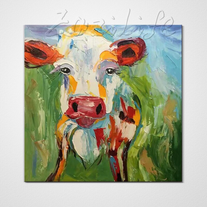 Pintura al &oacute;leo Original pintada a mano, pintura de vaca, impasto, textura pesada, tama&ntilde;o enorme, pintura de cuchillo de paleta, arte de pared. Decoraci&oacute;n del hogar