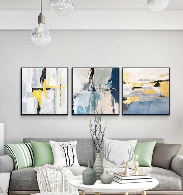 Pintura al &oacute;leo abstracta pintada a mano sobre lienzo, cuadros, decoraci&oacute;n original, im&aacute;genes art&iacute;sticas de pared para sala de estar, decoraci&oacute;n del hogar