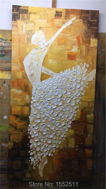 Pintura al &oacute;leo sobre lienzo, im&aacute;genes de pared de bailarina de Ballet, Arte abstracto grande, paleta de cuchillo pintado a mano, Cuadros para decoraci&oacute;n del hogar 1