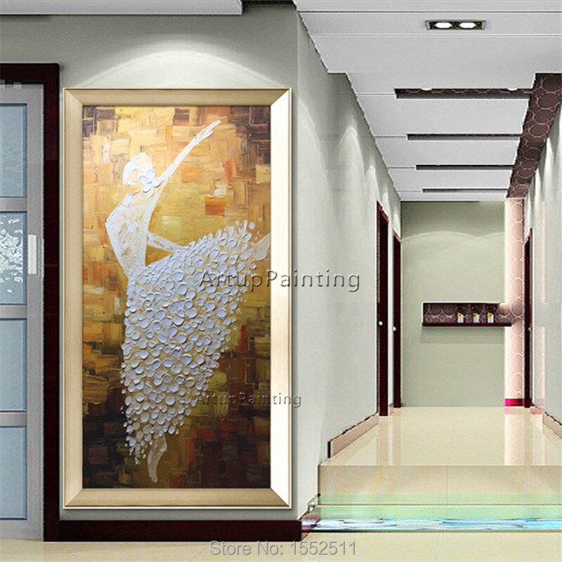 Pintura al &oacute;leo sobre lienzo, im&aacute;genes de pared de bailarina de Ballet, Arte abstracto grande, paleta de cuchillo pintado a mano, Cuadros para decoraci&oacute;n del hogar 1