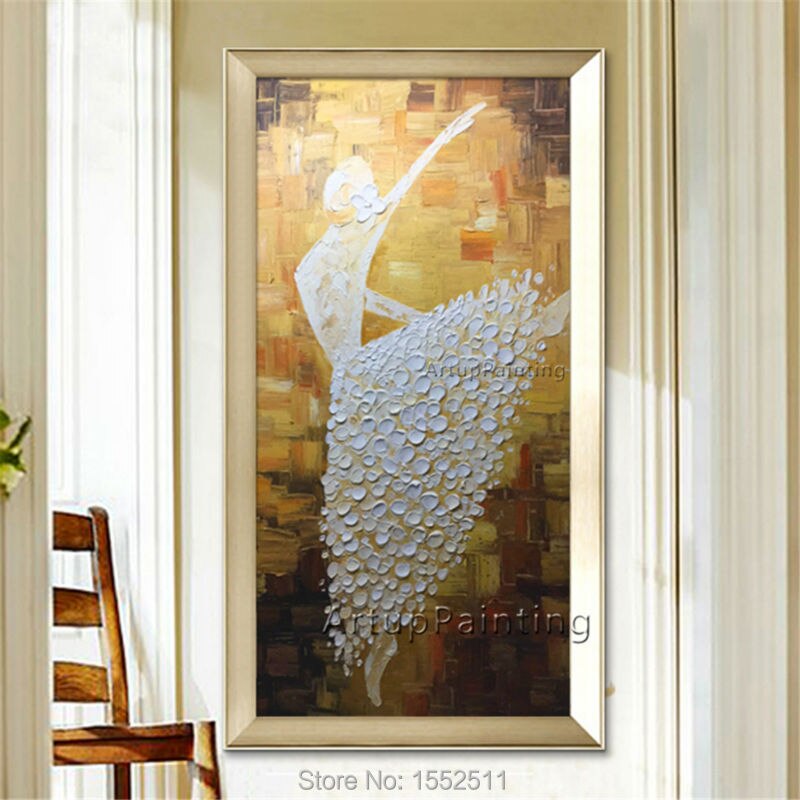 Pintura al &oacute;leo sobre lienzo, im&aacute;genes de pared de bailarina de Ballet, Arte abstracto grande, paleta de cuchillo pintado a mano, Cuadros para decoraci&oacute;n del hogar 1