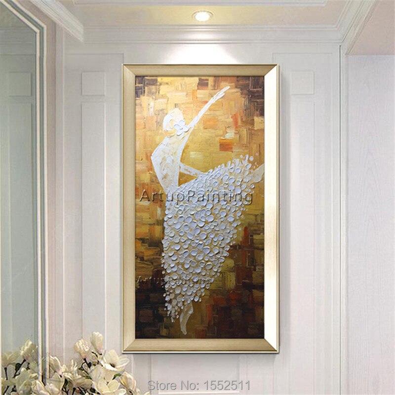 Pintura al &oacute;leo sobre lienzo, im&aacute;genes de pared de bailarina de Ballet, Arte abstracto grande, paleta de cuchillo pintado a mano, Cuadros para decoraci&oacute;n del hogar 1