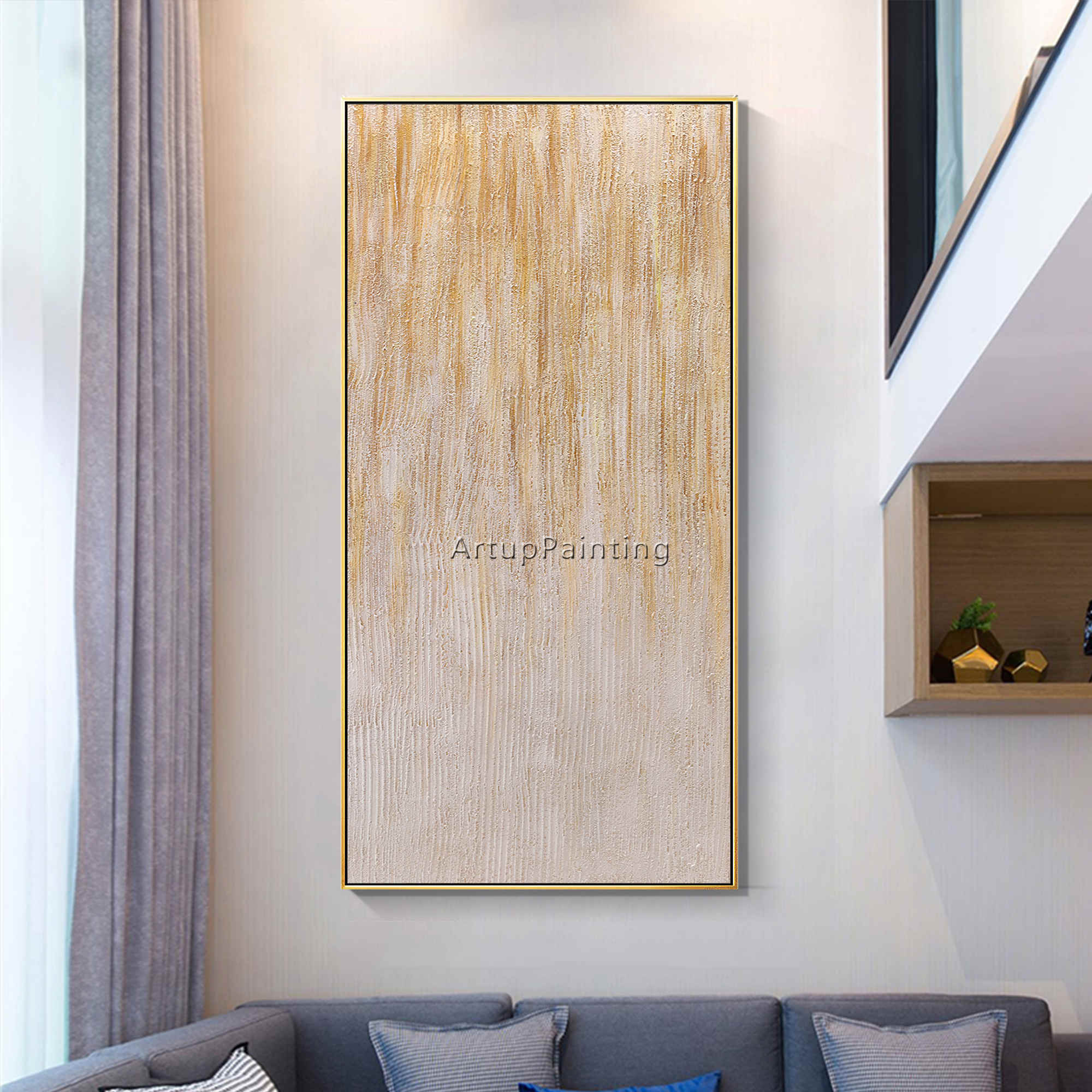 Lienzo abstracto moderno para decoraci&oacute;n del hogar, pintura al &oacute;leo hecha a mano, acr&iacute;lico blanco, imagen art&iacute;stica de pared grande para decoraci&oacute;n del hogar