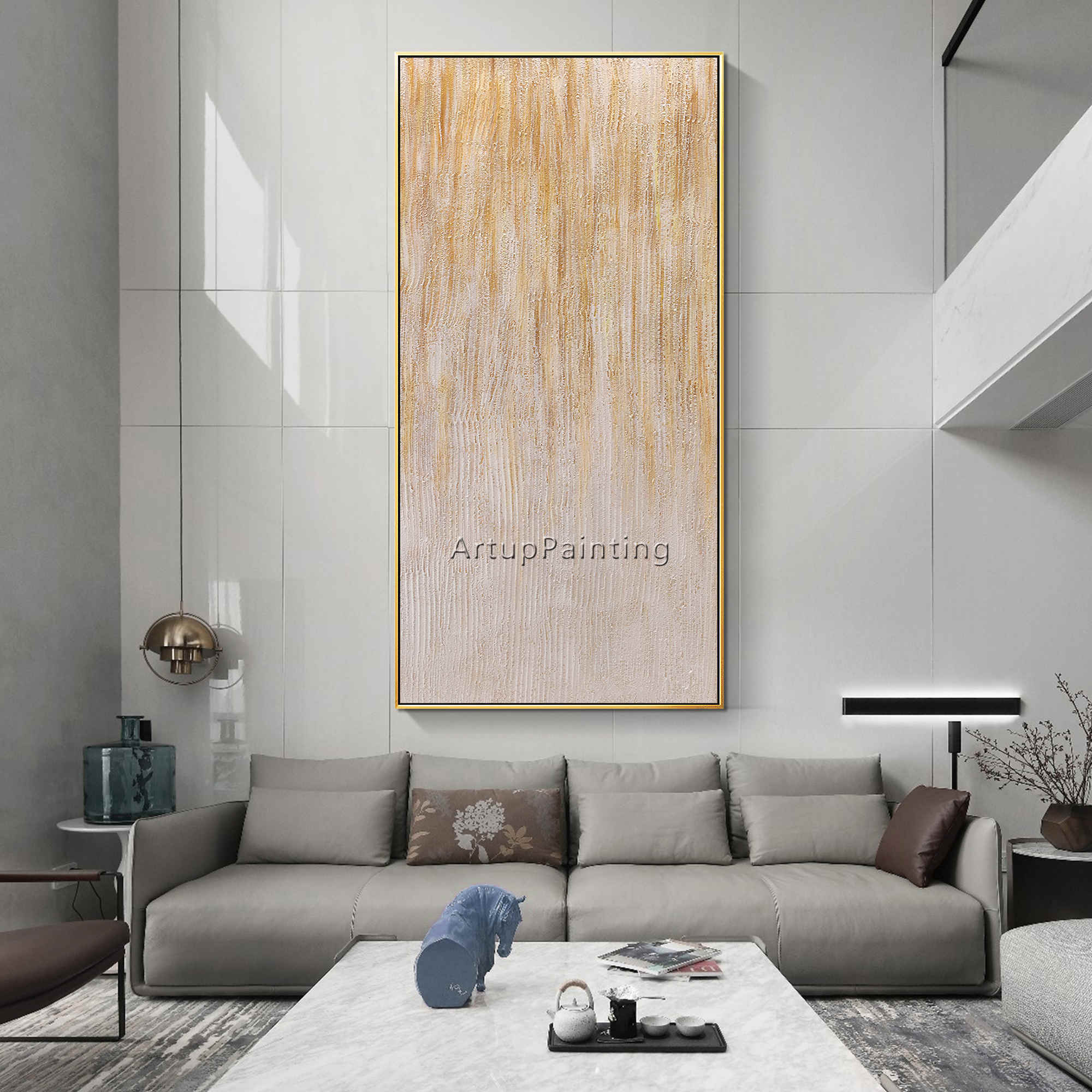 Lienzo abstracto moderno para decoraci&oacute;n del hogar, pintura al &oacute;leo hecha a mano, acr&iacute;lico blanco, imagen art&iacute;stica de pared grande para decoraci&oacute;n del hogar