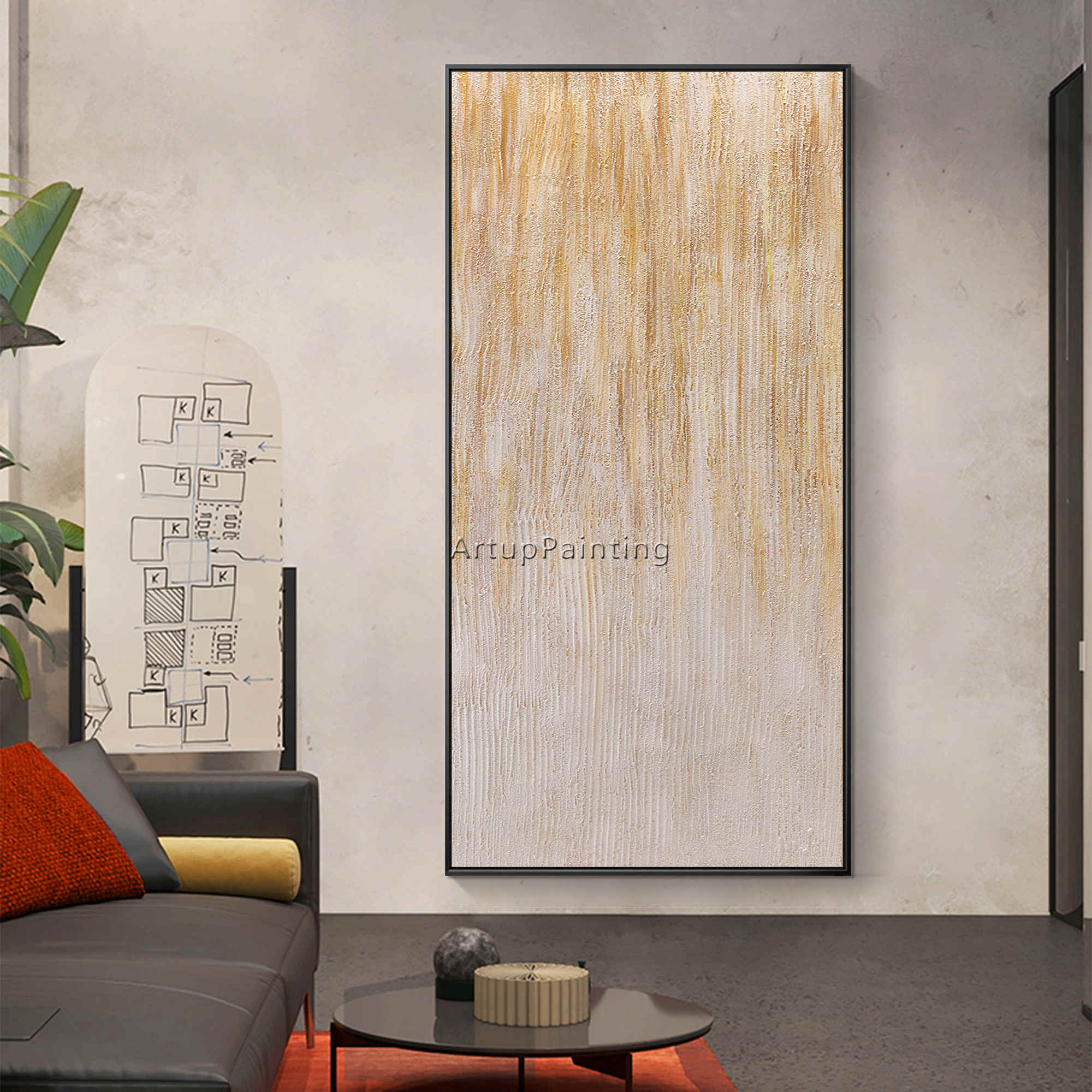 Lienzo abstracto moderno para decoraci&oacute;n del hogar, pintura al &oacute;leo hecha a mano, acr&iacute;lico blanco, imagen art&iacute;stica de pared grande para decoraci&oacute;n del hogar