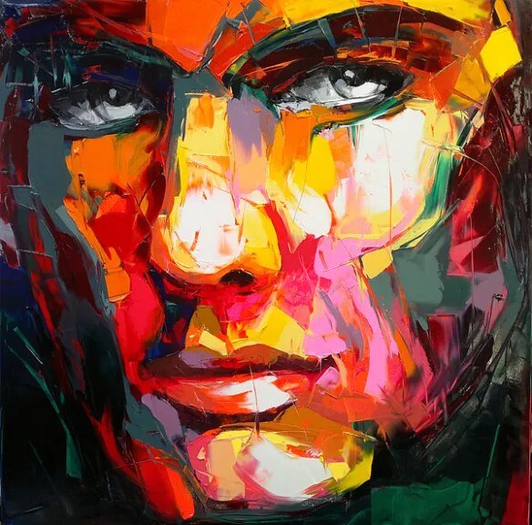 Paleta de pintura al &oacute;leo de retrato, cuchillo de cara, figura de Impasto sobre lienzo pintada a mano, francotirador, Nielly 20