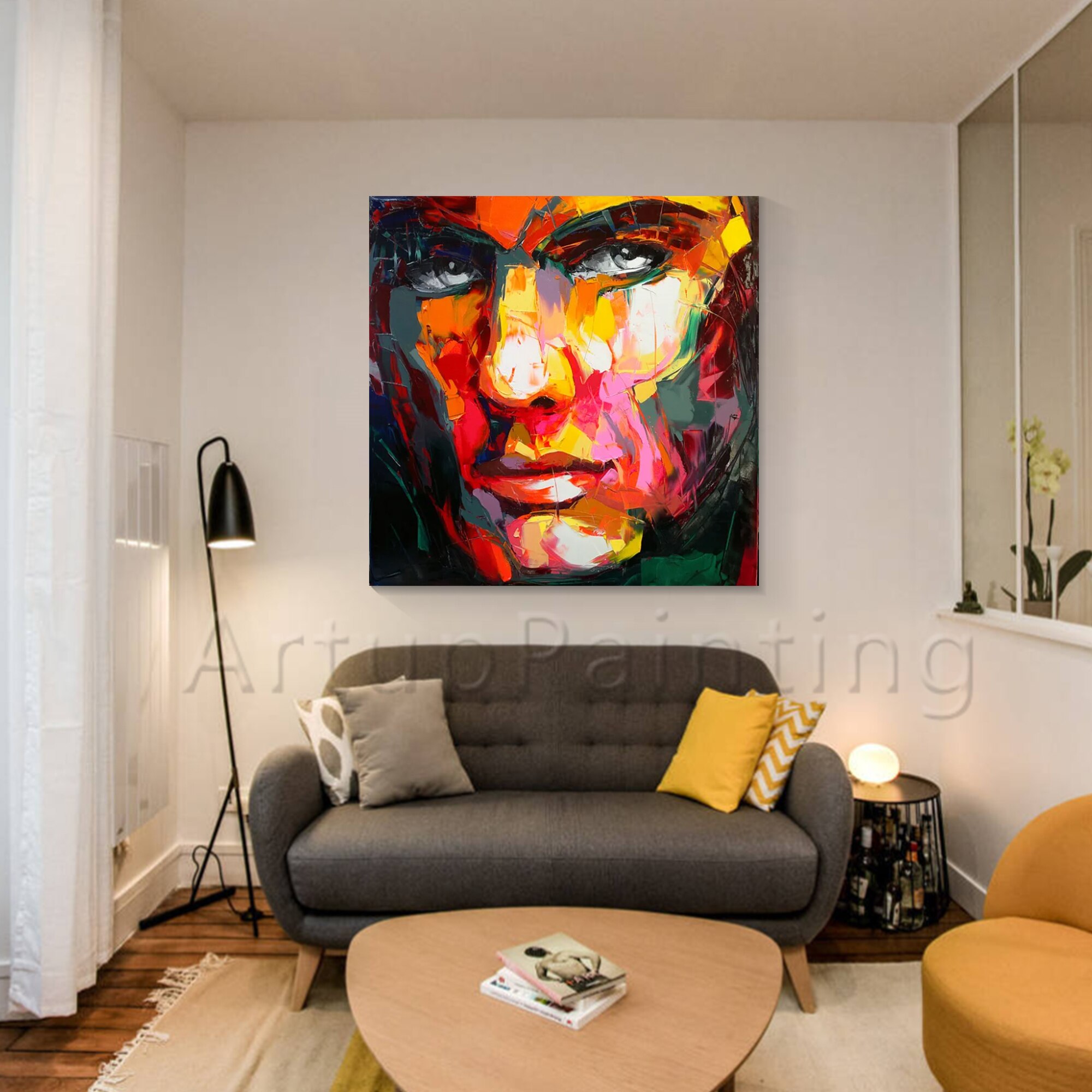 Paleta de pintura al &oacute;leo de retrato, cuchillo de cara, figura de Impasto sobre lienzo pintada a mano, francotirador, Nielly 20