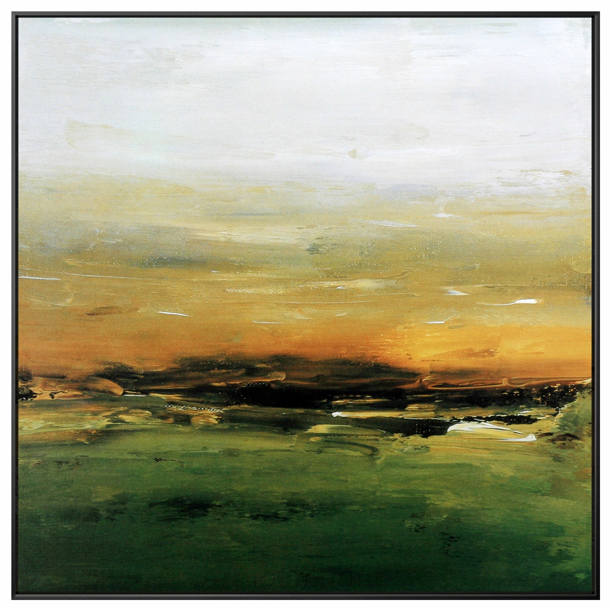 Arte Abstracto de atardecer en el bosque, pintura de lona minimalista en amarillo y verde, im&aacute;genes acr&iacute;licas de pared para decoraci&oacute;n de sala de estar
