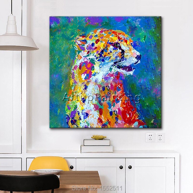 Pintura de perro, pintura de leopardo sobre lienzo, im&aacute;genes de pared para el hogar de la sala de estar, cuchillo de Animal plattle, moderno, abstracto, pintado a mano