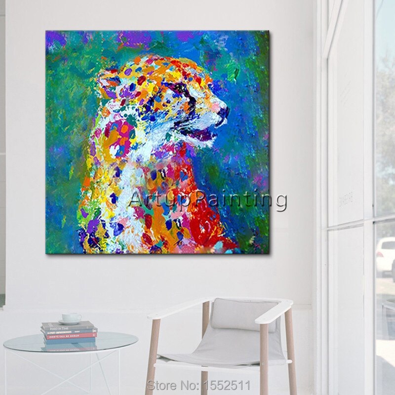 Pintura de perro, pintura de leopardo sobre lienzo, im&aacute;genes de pared para el hogar de la sala de estar, cuchillo de Animal plattle, moderno, abstracto, pintado a mano