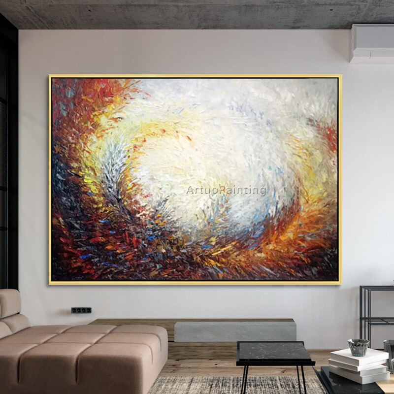 Pintura acr&iacute;lica en lienzo, paleta de paisaje abstracto, cuchillo, arte de pared, imagen para sala de estar, decoraci&oacute;n del hogar, cuadro 8