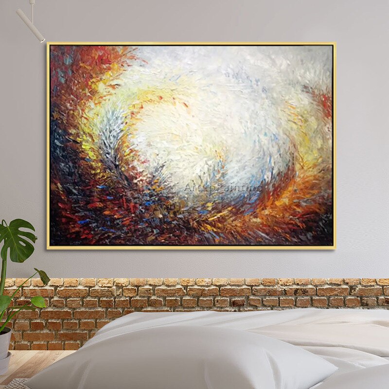 Pintura acr&iacute;lica en lienzo, paleta de paisaje abstracto, cuchillo, arte de pared, imagen para sala de estar, decoraci&oacute;n del hogar, cuadro 8