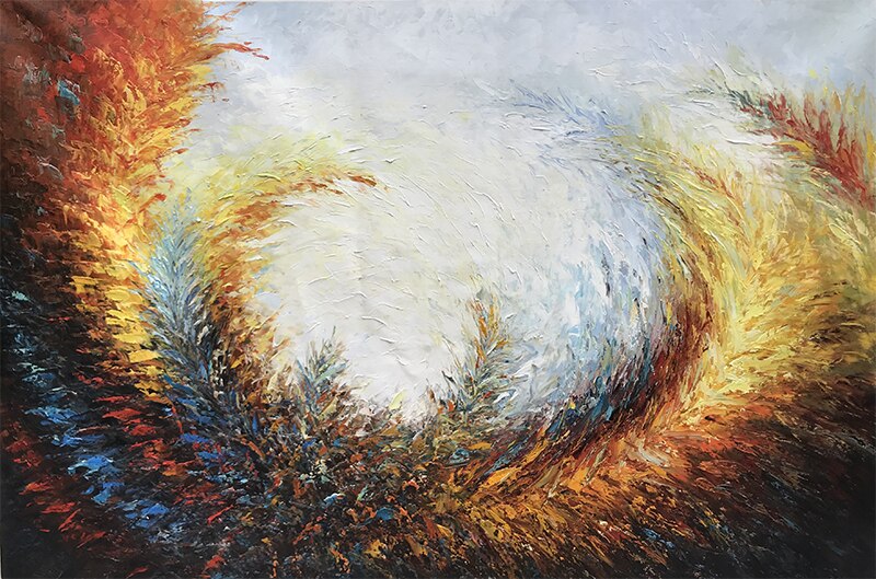Pintura acr&iacute;lica en lienzo, paleta de paisaje abstracto, cuchillo, arte de pared, imagen para sala de estar, decoraci&oacute;n del hogar, cuadro 8
