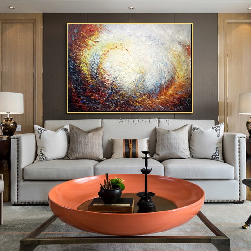 Pintura acr&iacute;lica en lienzo, paleta de paisaje abstracto, cuchillo, arte de pared, imagen para sala de estar, decoraci&oacute;n del hogar, cuadro 8