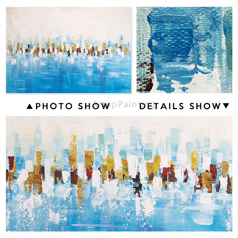 Pintura abstracta acr&iacute;lica azul hielo, textura pesada, lienzo, cuadros, caudros, decoraci&oacute;n de pared, im&aacute;genes art&iacute;sticas para sala de estar y el hogar