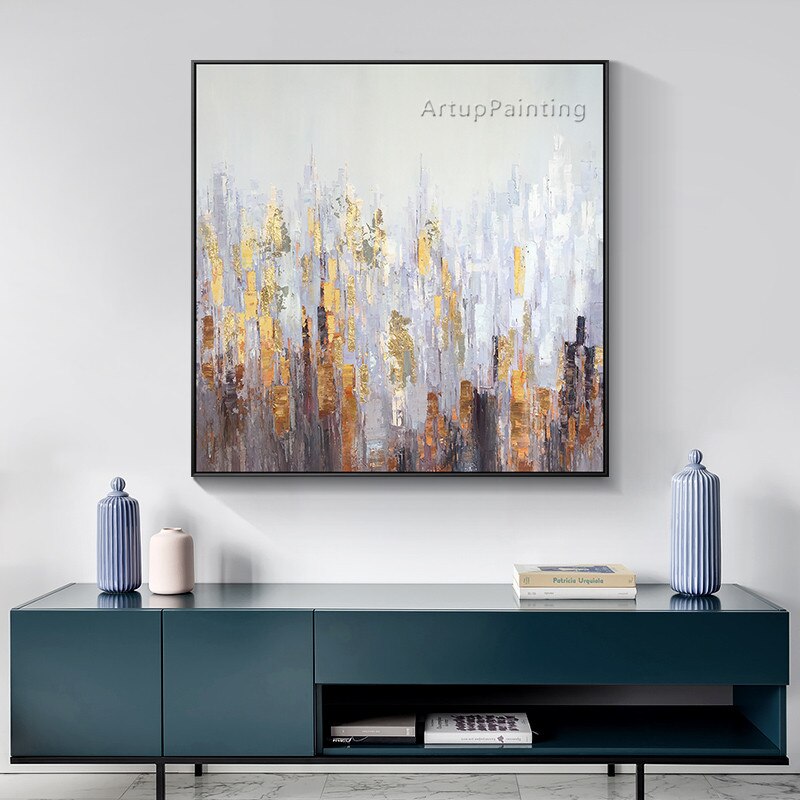 Pinturas al &oacute;leo acr&iacute;licas abstractas Morden grises pintadas a mano sobre lienzo, sala de estar de pared para im&aacute;genes art&iacute;sticas, decoraci&oacute;n del hogar, Quadro