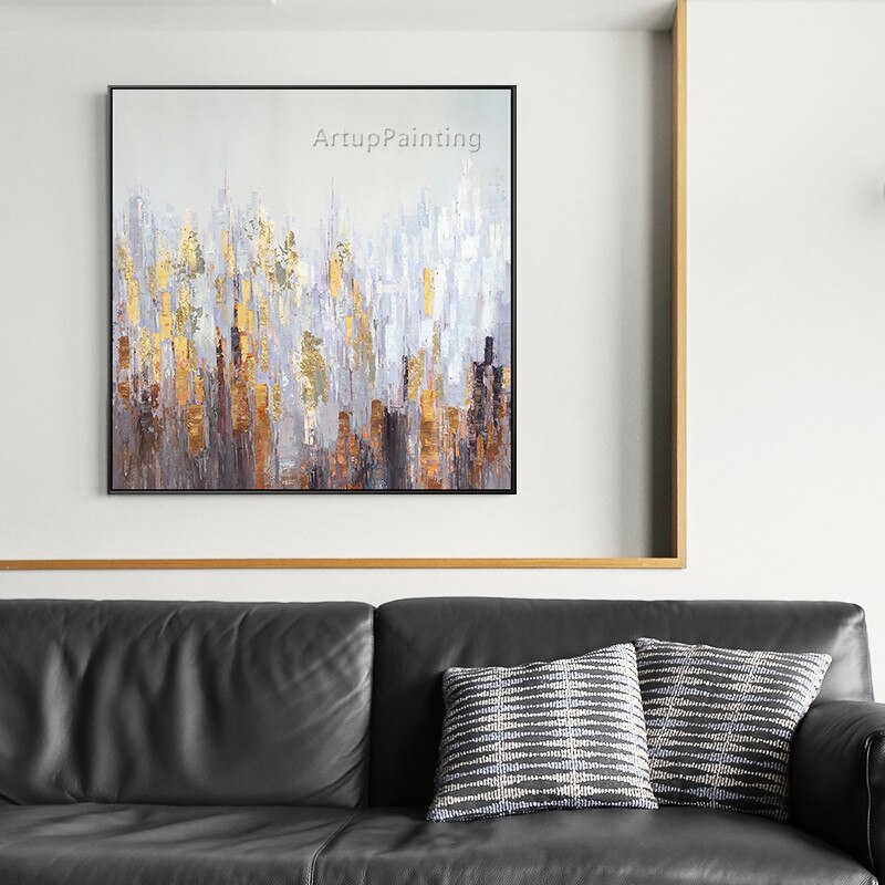 Pinturas al &oacute;leo acr&iacute;licas abstractas Morden grises pintadas a mano sobre lienzo, sala de estar de pared para im&aacute;genes art&iacute;sticas, decoraci&oacute;n del hogar, Quadro