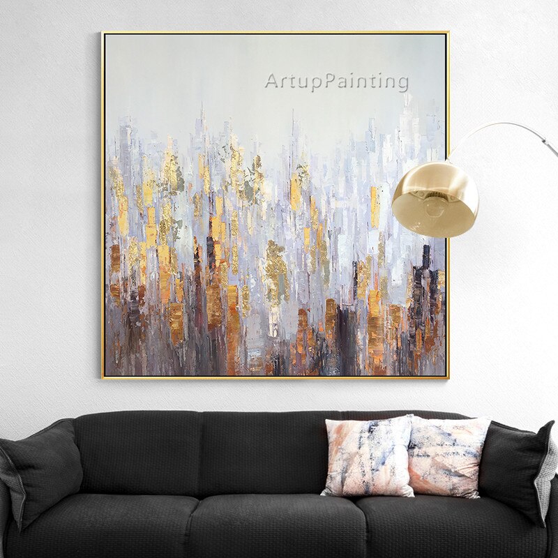 Pinturas al &oacute;leo acr&iacute;licas abstractas Morden grises pintadas a mano sobre lienzo, sala de estar de pared para im&aacute;genes art&iacute;sticas, decoraci&oacute;n del hogar, Quadro