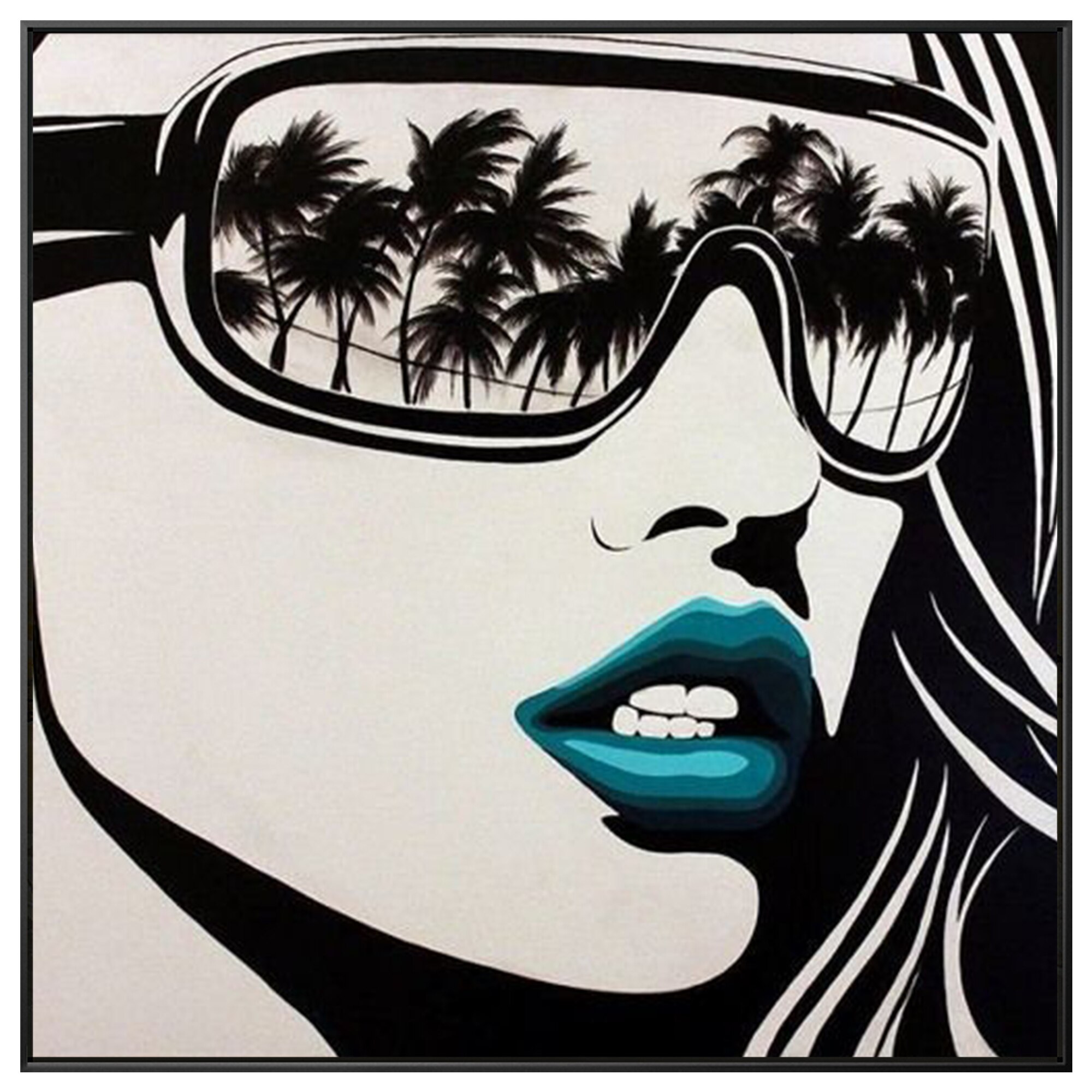 Pintura de grafiti pintada a mano sobre lienzo, retrato de cara de ni&ntilde;a, im&aacute;genes art&iacute;sticas de pared cuadradas para sala de estar, dormitorio, decoraci&oacute;n art&iacute;stica de pared