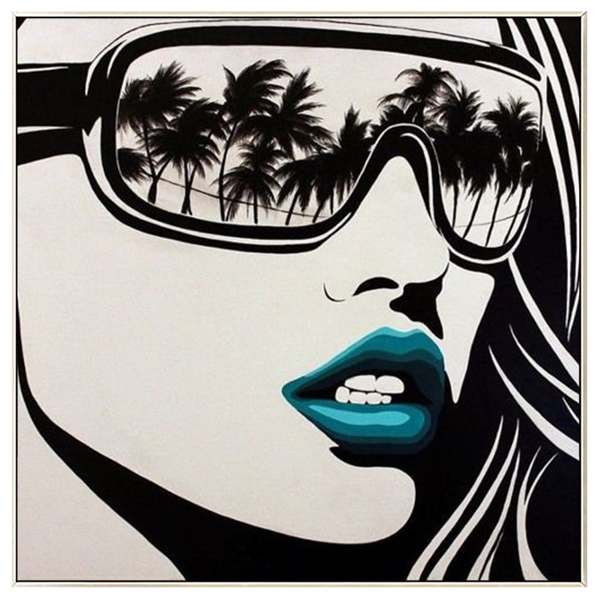 Pintura de grafiti pintada a mano sobre lienzo, retrato de cara de ni&ntilde;a, im&aacute;genes art&iacute;sticas de pared cuadradas para sala de estar, dormitorio, decoraci&oacute;n art&iacute;stica de pared