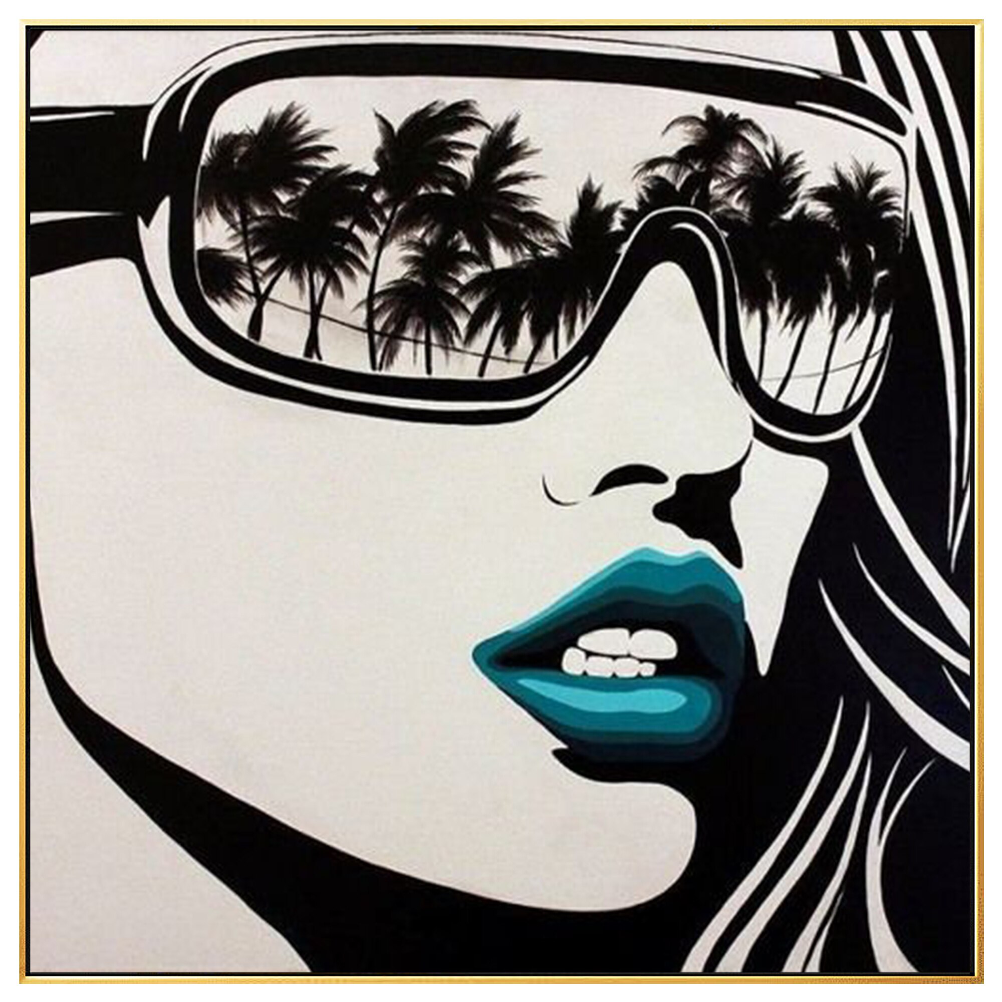 Pintura de grafiti pintada a mano sobre lienzo, retrato de cara de ni&ntilde;a, im&aacute;genes art&iacute;sticas de pared cuadradas para sala de estar, dormitorio, decoraci&oacute;n art&iacute;stica de pared