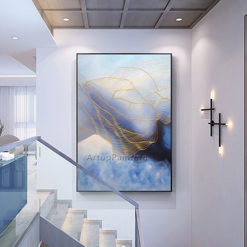Pintura en lienzo de estilo n&oacute;rdico, pintura acr&iacute;lica, im&aacute;genes art&iacute;sticas de pared abstractas modernas para sala de estar, decoraci&oacute;n del hogar, caudros, decoraci&oacute;n 06
