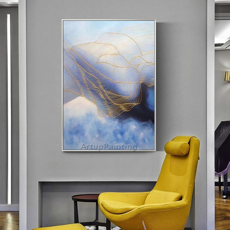 Pintura en lienzo de estilo n&oacute;rdico, pintura acr&iacute;lica, im&aacute;genes art&iacute;sticas de pared abstractas modernas para sala de estar, decoraci&oacute;n del hogar, caudros, decoraci&oacute;n 06