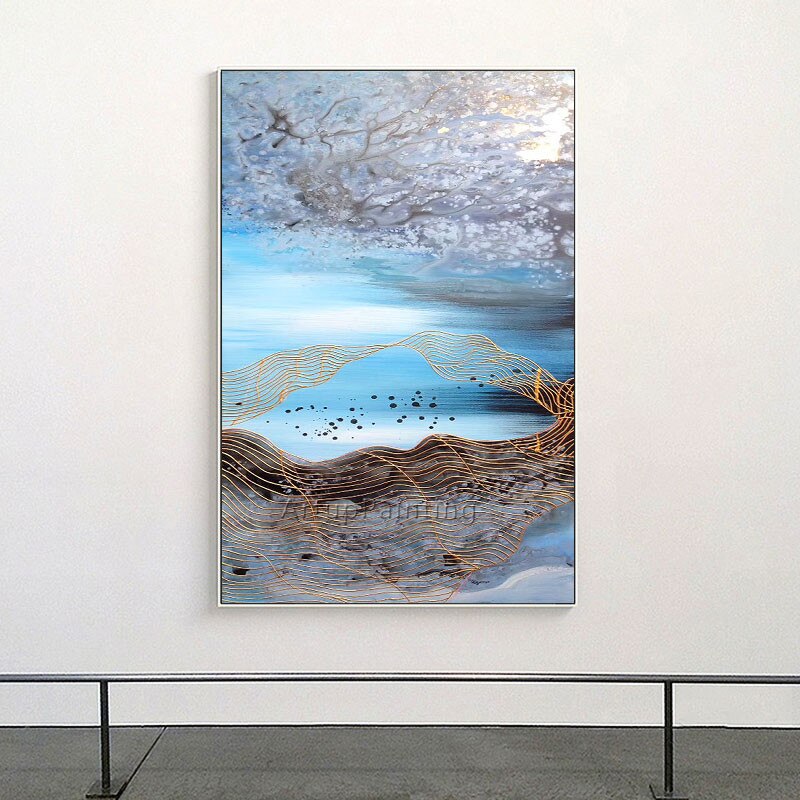 Pintura en lienzo de estilo n&oacute;rdico para decoraci&oacute;n del hogar, pintura acr&iacute;lica, im&aacute;genes art&iacute;sticas de pared abstractas modernas para sala de estar, caudros, 01