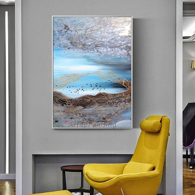 Pintura en lienzo de estilo n&oacute;rdico para decoraci&oacute;n del hogar, pintura acr&iacute;lica, im&aacute;genes art&iacute;sticas de pared abstractas modernas para sala de estar, caudros, 01