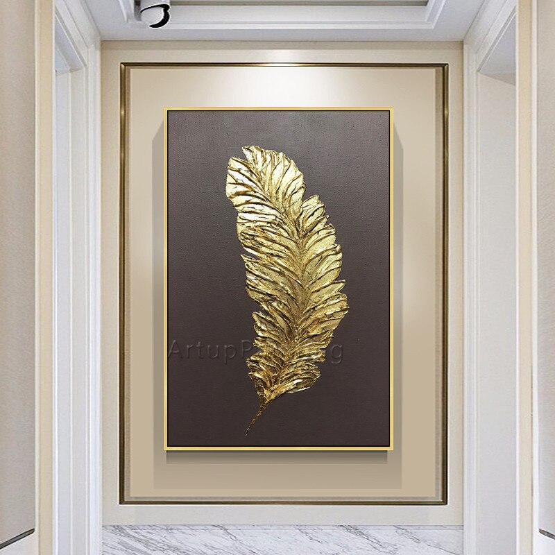 Pintura de plumas plateadas sobre lienzo, arte de pared, imagen moderna para sala de estar, acr&iacute;lico, pintado a mano, decoraci&oacute;n del hogar, cuadros, Caudros