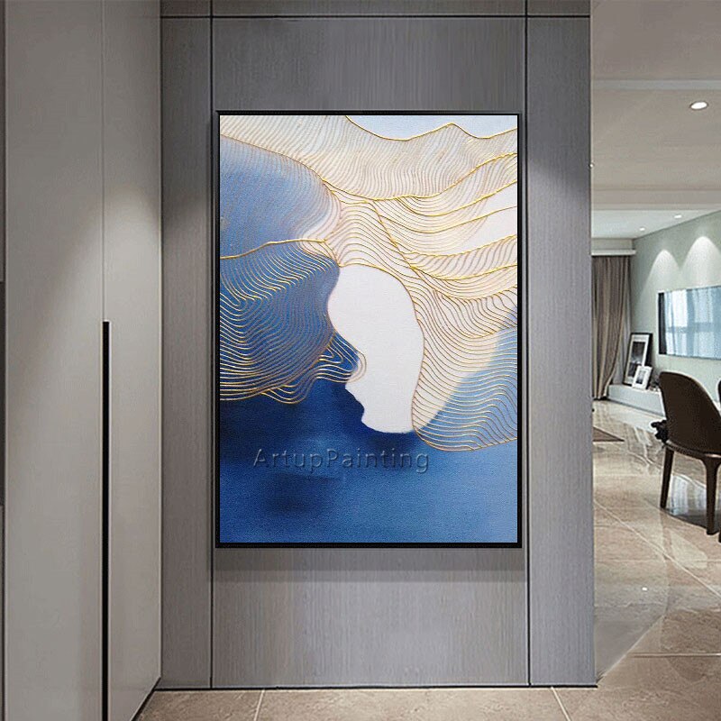 Pintura en lienzo de estilo n&oacute;rdico para decoraci&oacute;n del hogar, pintura acr&iacute;lica, im&aacute;genes art&iacute;sticas de pared abstractas modernas para sala de estar, caudros, 03