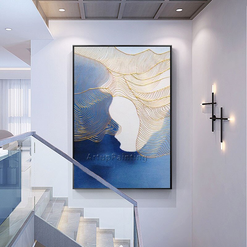 Pintura en lienzo de estilo n&oacute;rdico para decoraci&oacute;n del hogar, pintura acr&iacute;lica, im&aacute;genes art&iacute;sticas de pared abstractas modernas para sala de estar, caudros, 03