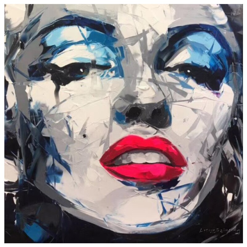 Retrato de francotirador Nielly pintado a mano, pintura en lienzo de la cara de Marilyn Monroe, im&aacute;genes art&iacute;sticas de pared para decoraci&oacute;n del hogar de la sala de estar