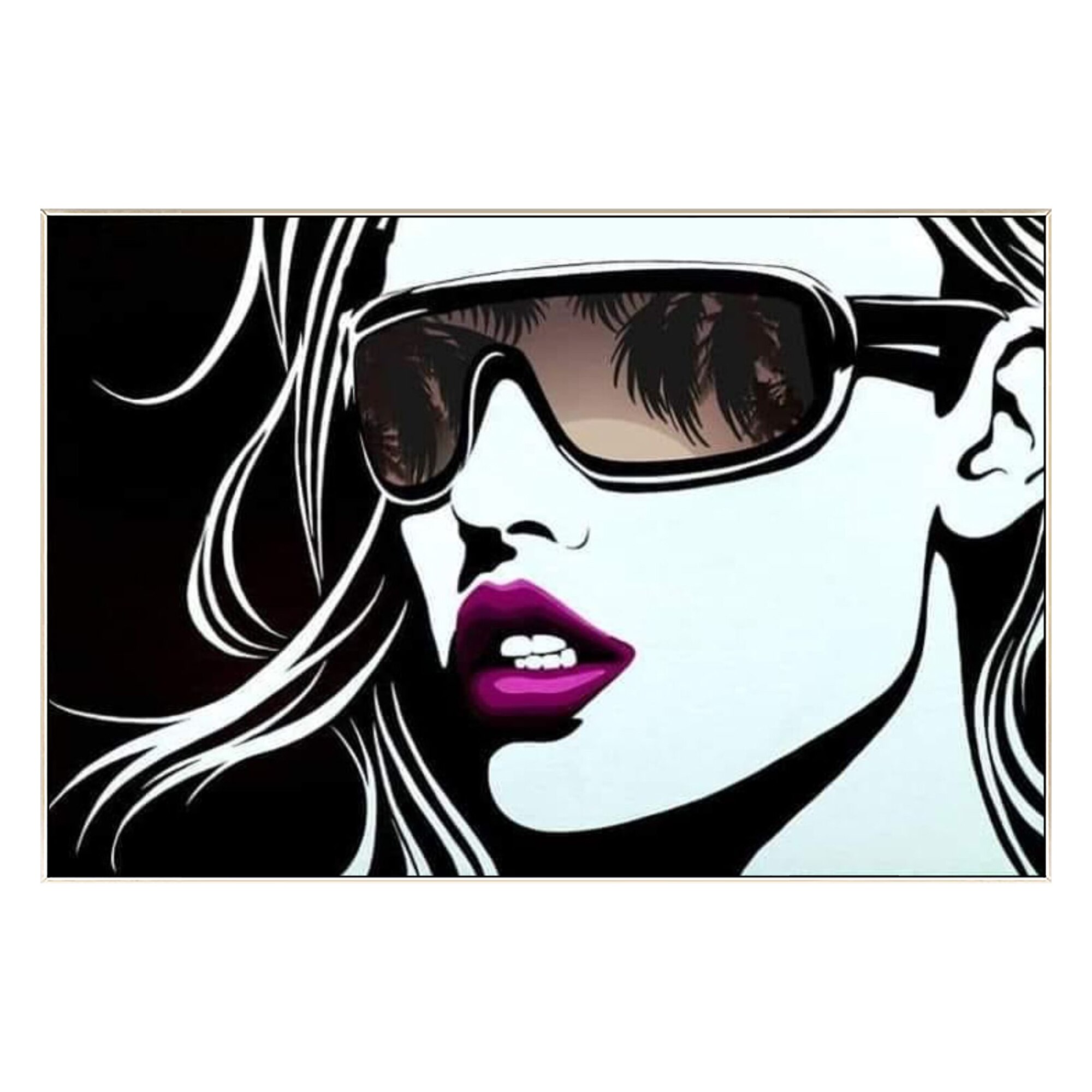 Pintura de Graffiti en lienzo, decoraci&oacute;n de arte de pared Horizontal, gafas de sol, retrato de cara de mujer, arte de pared moderno para sala de estar