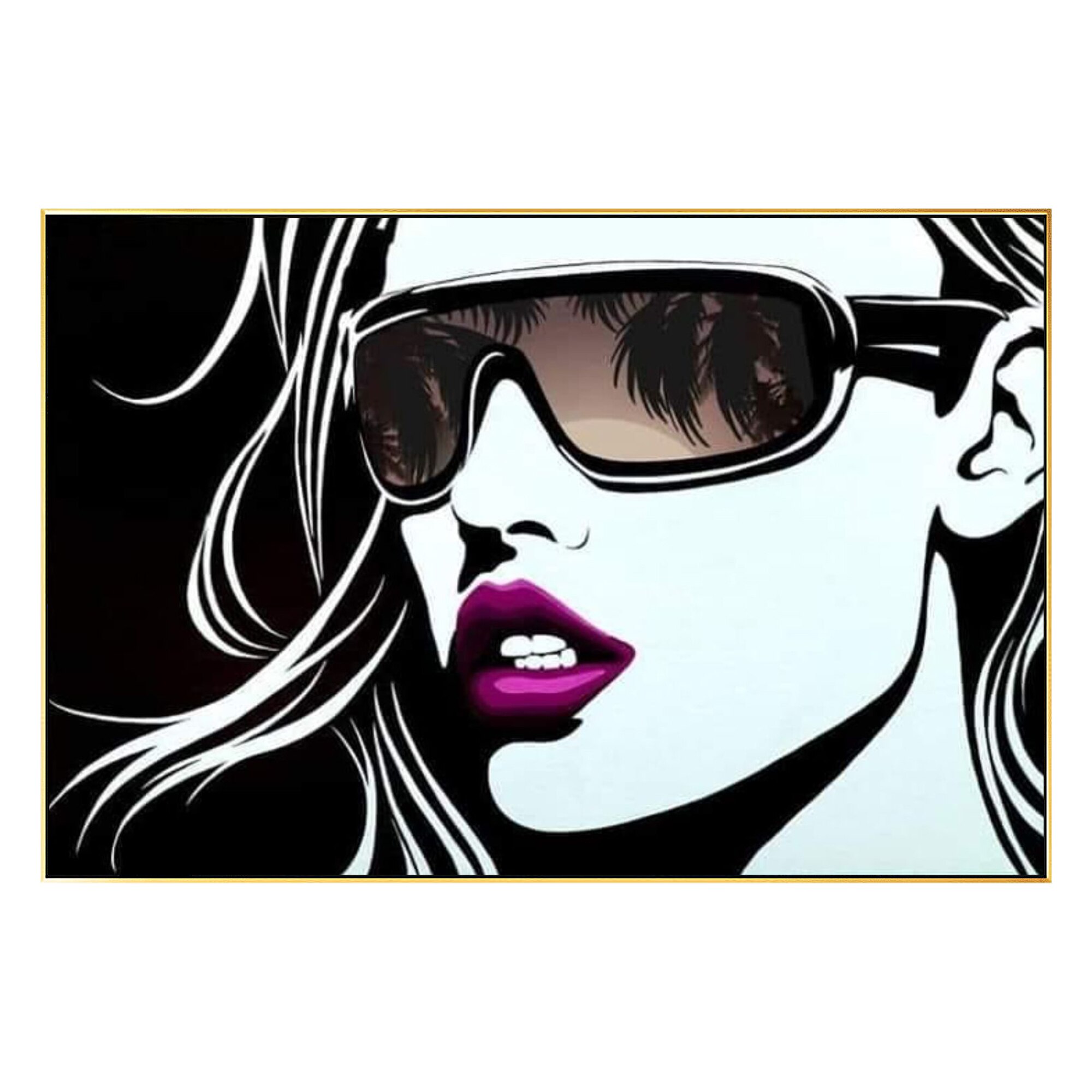 Pintura de Graffiti en lienzo, decoraci&oacute;n de arte de pared Horizontal, gafas de sol, retrato de cara de mujer, arte de pared moderno para sala de estar