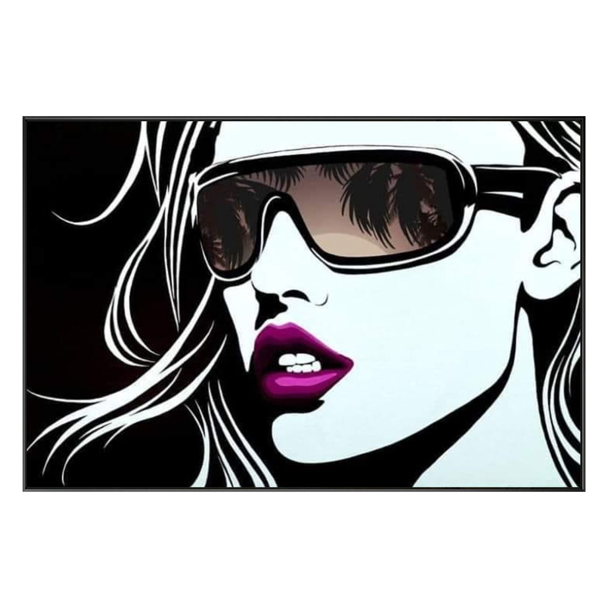 Pintura de Graffiti en lienzo, decoraci&oacute;n de arte de pared Horizontal, gafas de sol, retrato de cara de mujer, arte de pared moderno para sala de estar
