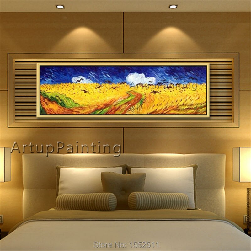 Pintura en lienzo pintada a mano de van Gogh, im&aacute;genes art&iacute;sticas de pared con cuervos para sala de estar, dormitorio, hogar vintage decorativo