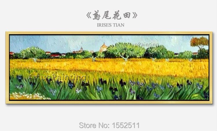 Lienzo pintado a mano de Van Gogh, pintura de Iris, flores para im&aacute;genes art&iacute;sticas de pared de sala de estar, dormitorio, papel tapiz decorativo vintage para el hogar