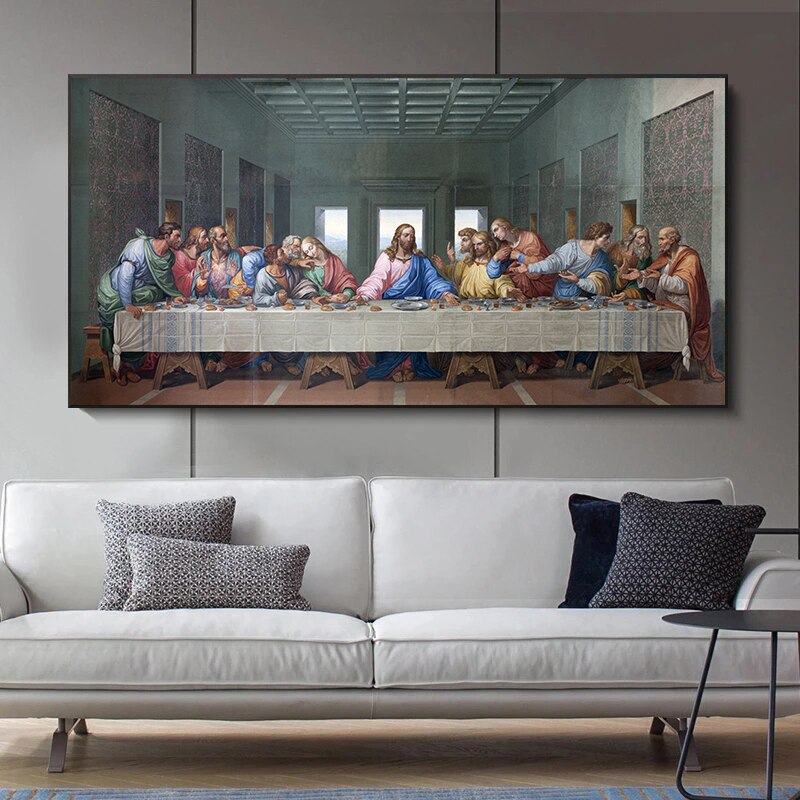 Pintura en lienzo de Arte de Graffiti de Da Vinci, impresiones de p&oacute;ster famoso, imagen de pared para sala de estar, decoraci&oacute;n del hogar, tama&ntilde;o grande, la &uacute;ltima cena