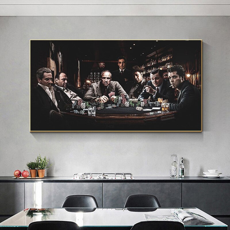 Carteles de estrellas del padrino de la pel&iacute;cula, impresiones de los Gangsters, Club de cigarros, fiesta, grupo, foto, impresi&oacute;n en lienzo, pintura para sala de estar, decoraci&oacute;n del hogar