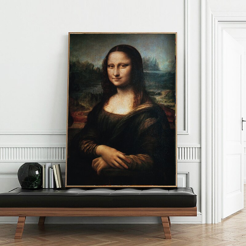 Pintura creativa Mona Lisa Hug Cat, carteles divertidos, impresiones de arte de pared, Impresi&oacute;n de pintura en lienzo para sala de estar, im&aacute;genes de decoraci&oacute;n del hogar