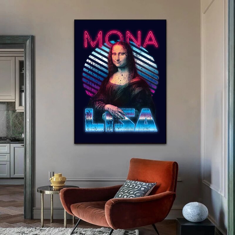 Pintura creativa Mona Lisa Hug Cat, carteles divertidos, impresiones de arte de pared, Impresi&oacute;n de pintura en lienzo para sala de estar, im&aacute;genes de decoraci&oacute;n del hogar