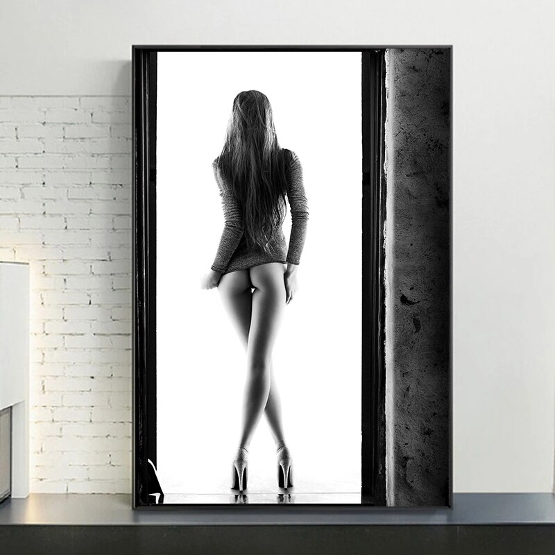 P&oacute;ster Art&iacute;stico de belleza Sexy para decoraci&oacute;n del hogar, pintura en lienzo para dormitorio, regalos, color blanco y negro desnudo