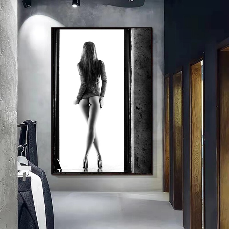 P&oacute;ster Art&iacute;stico de belleza Sexy para decoraci&oacute;n del hogar, pintura en lienzo para dormitorio, regalos, color blanco y negro desnudo